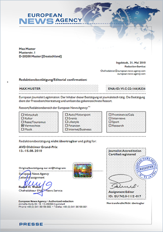 ENA Redaktionsbestätigung