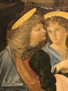 Detail der Engel von Leonardo in VERROCCHIOS Taufe Christi, Uffizien Florenz