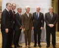 v.l.n.r. Christian Sewing,Martin Zielke,Jonathan Symonds,Christine Lagarde,Uwe Becker(CDU), Jean Lemierre 
