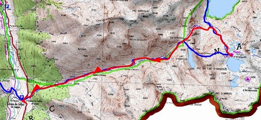 Die Pilgerstrecke bis zum Tal Lac de Fabreges 