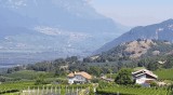Montan/Fraktion Pinzon mit Blick über die Wein und Obstplantagen bis zum Kalterer See - Bild : Felix Pfitscher