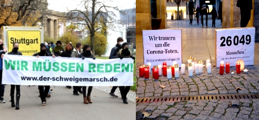 Zwei verschiedene Kundgebungen einmal gegen die Beschränkungen, einmal für Corona-Tote