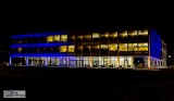 der Landtag erstrahlte in blau/gelb