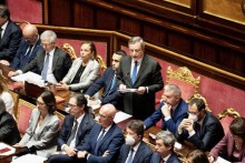 Mario Draghi im Senat, um Krise abzuwenden