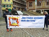 Banner von der Initiative 'Kultur des Friedens'. Tübingen, 19.11.2022