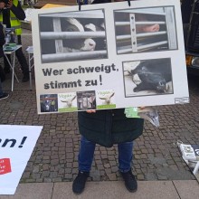 Aktivistin mit Plakat bei der XOrga-Demo am 08.04.2023 in Stuttgart