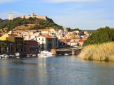 The town of Bosa at the entrance of the Temo River.