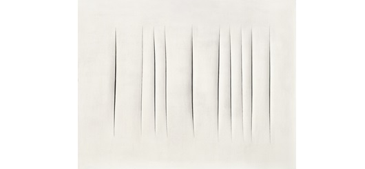 Lucio Fontana, Concetto spaziale, Attese/Raumkonzept, Erwartungen, 1965 Tempera auf Leinwand, Schnitte 114,5 x 146,5.