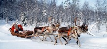 Der Weihnachtsmann in Rovaniemi im Finnischen Lappland 