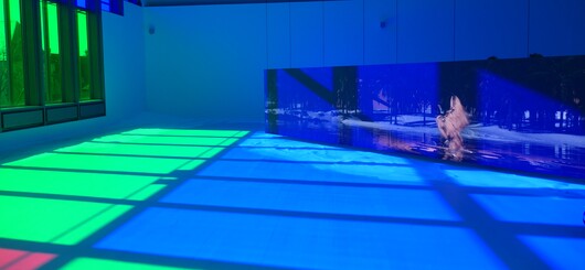 Ausstellungsraum Troika, Farbzonen und Videoinstallation